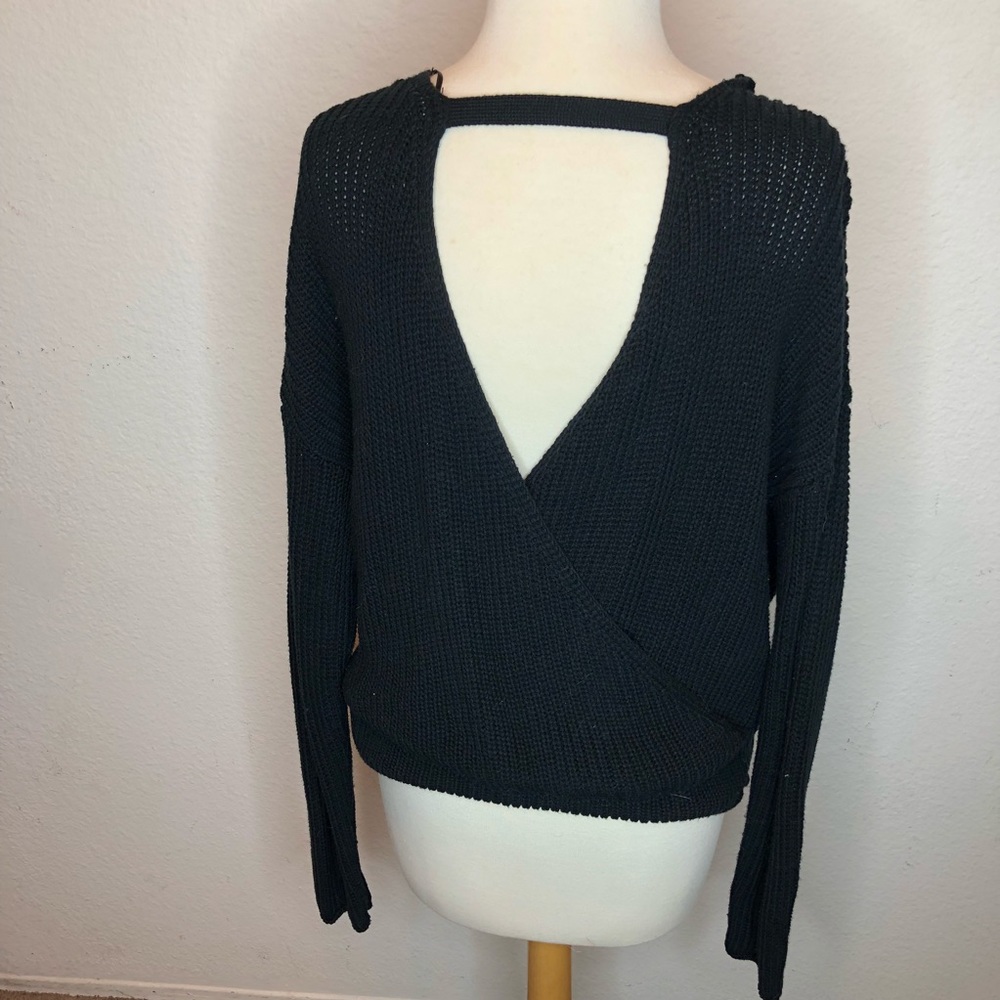 Black low v sweater